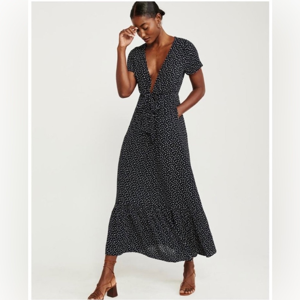 Abercrombie & Fitch Maxi Patterned Dress Black | Women’s XS